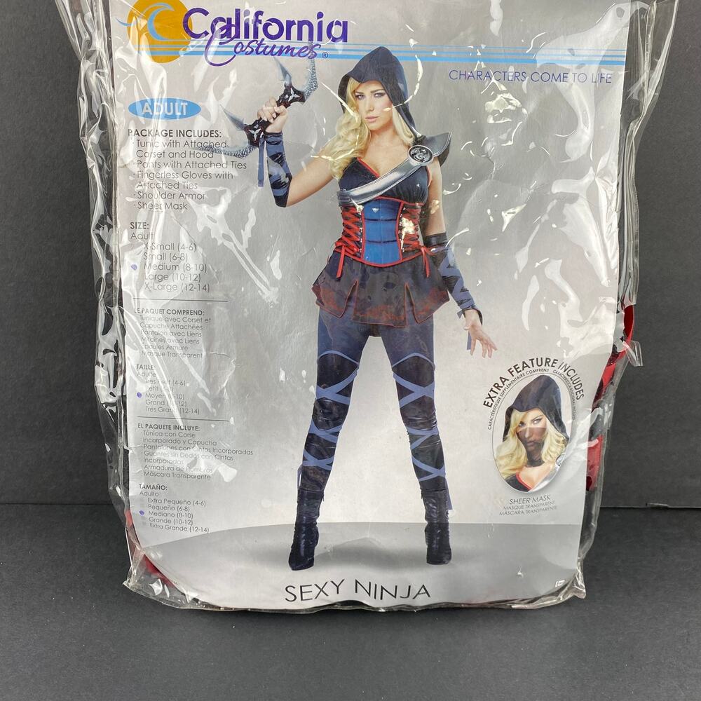 California Costumes Sexy Ninja Women Medium 8-10 Black Red Costume 01357
